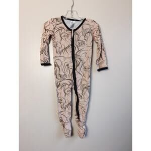 Buckaroo Baby Bamboo Sleeper 6-9M Cow Sketch Footie Pajamas Western Baby GUC